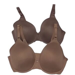 Warner's (2) Bras Cloud 9 Underwire Full Cover Comfy T Shirt Bras Tan 36DD / 36E